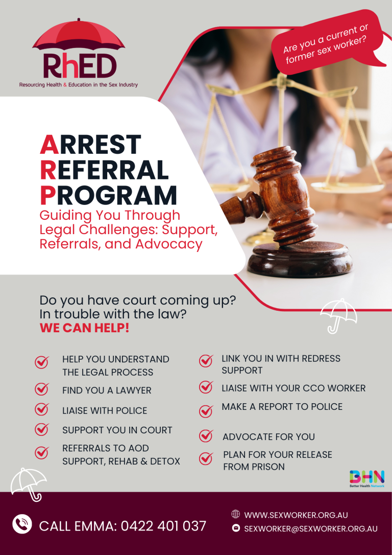 RhED's Arrest Referral Program flyer at Better Health Network